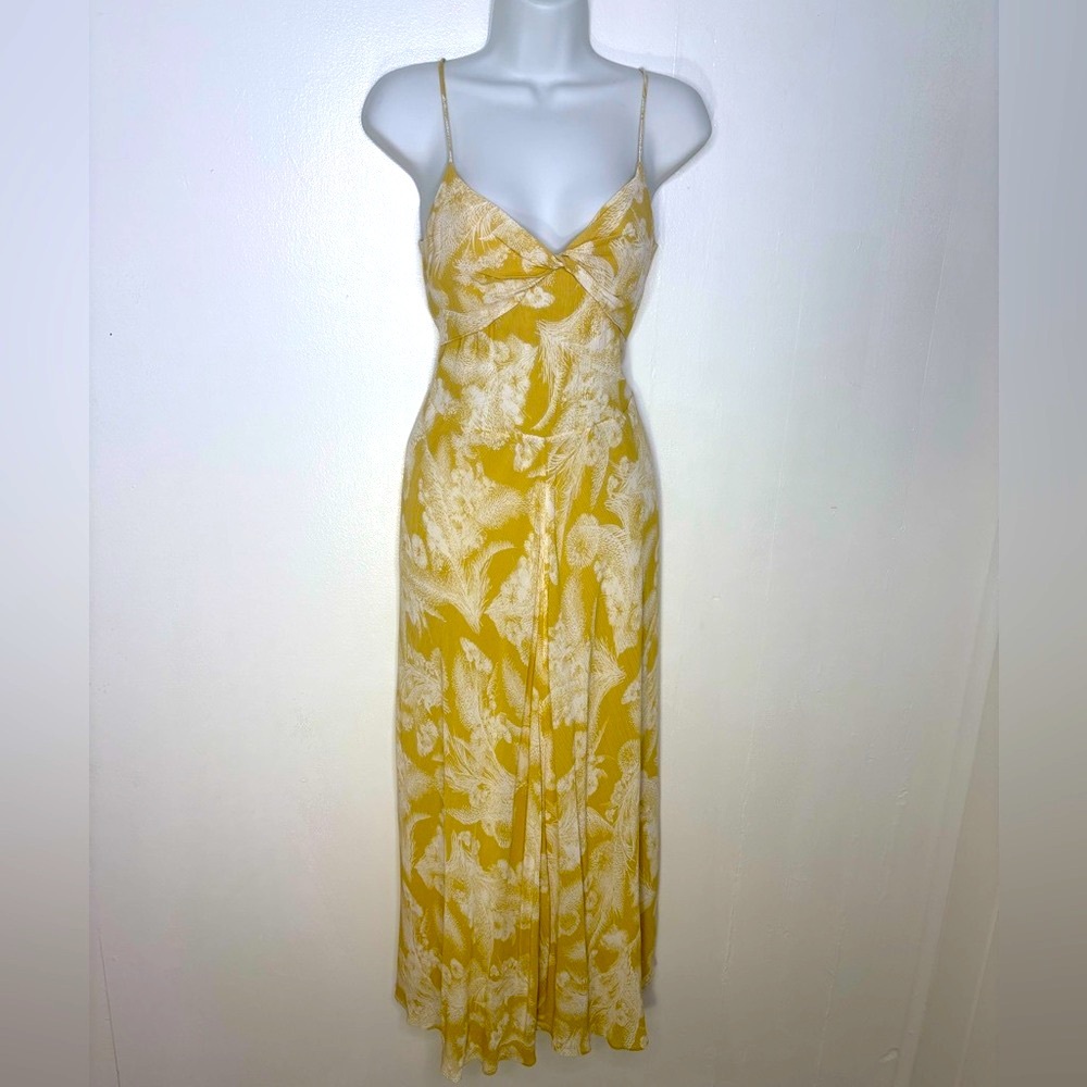 Vince Yellow and Cream Floral Slip Maxi Dress